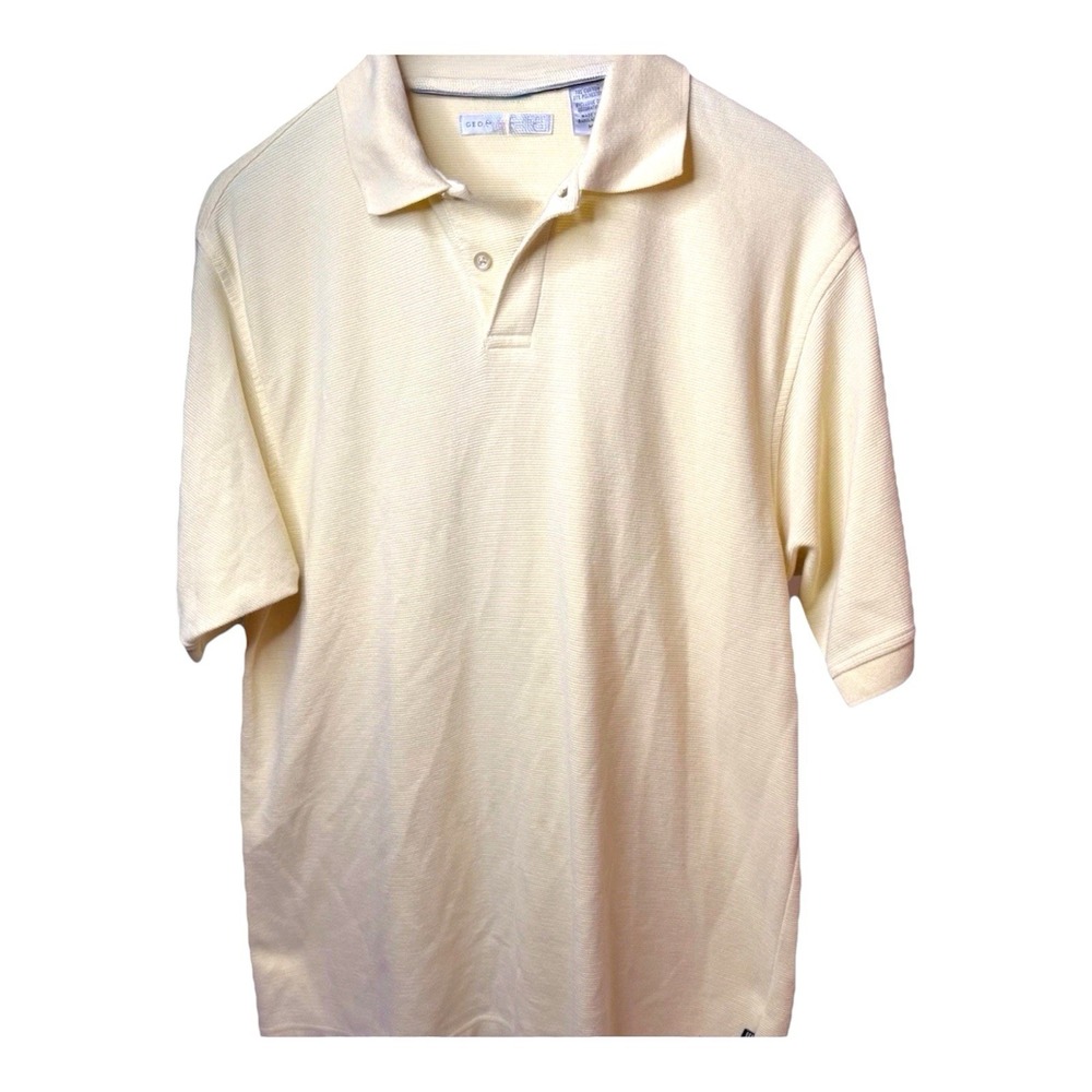 Geoffrey Beene Men's Size M Polo‎ Golf Shirt Pale Yellow Casual Short Sleeve